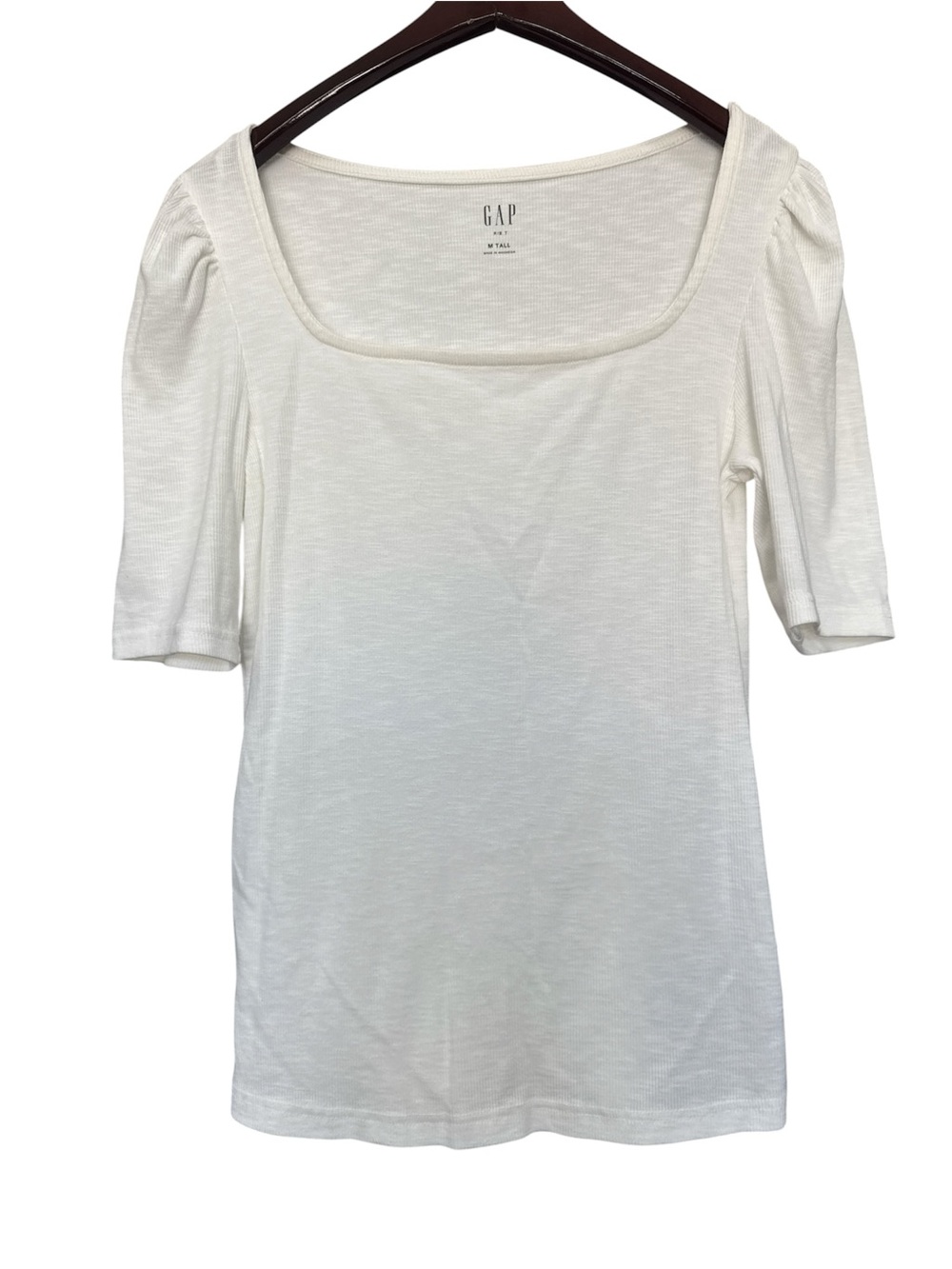 GAP Women's Ivory Square Neck Short Sleeve Top